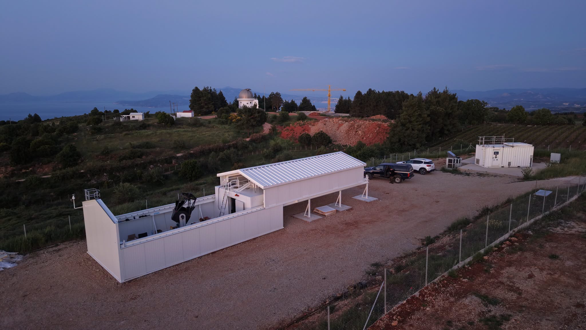 “Snapshot from the construction works of the new telescope building at the Kryoneri Observatory/Στιγμιότυπο από τις εργασίες ανέγερσης του κτηρίου του νέου τηλεσκοπίου στο αστεροσακοπείο Κρυονερίου Στιγμιότυπο από τις εργασίες ανέγερσης του κτηρίου του νέου τηλεσκοπίου στο αστεροσακοπείο Κρυονερίου
